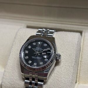 Rolex Datejust 26mm Diamond Black Dial Jubilee Ladies Watch 179174